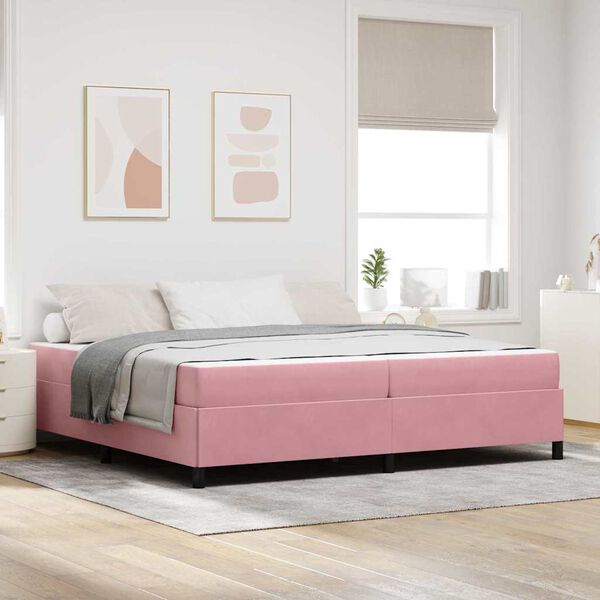 vidaXL Estructura de cama con colch&oacute;n Rosa 200 x 200 cm tela