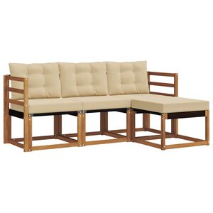 vidaXL Conjunto de sof&aacute;s de exterior con coj&iacute;n 4 pcs Natural y Beige