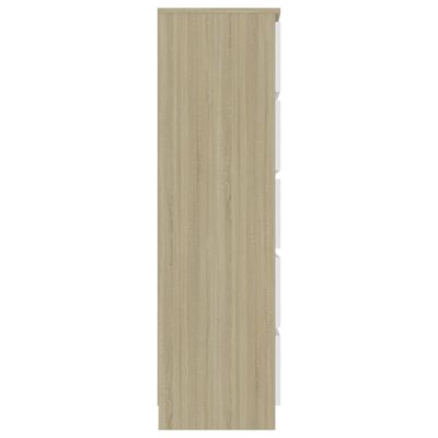 vidaXL Aparador cajones madera contrachapada blanco roble 60x35x121 cm