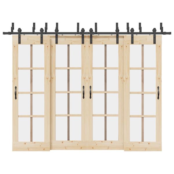 vidaXL Kit de herrajes para puertas correderas acero negro 305 cm