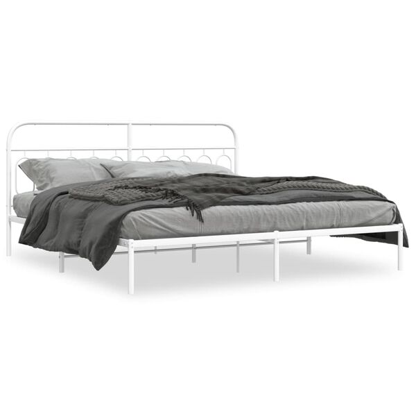 vidaXL Estructura cama sin colch&oacute;n con cabecero metal blanco 200x200cm