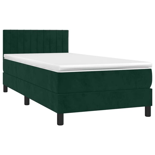 vidaXL Cama box spring con colch&oacute;n terciopelo verde oscuro 100x200 cm