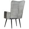 vidaXL Sillón orejero de cuero auténtico gris