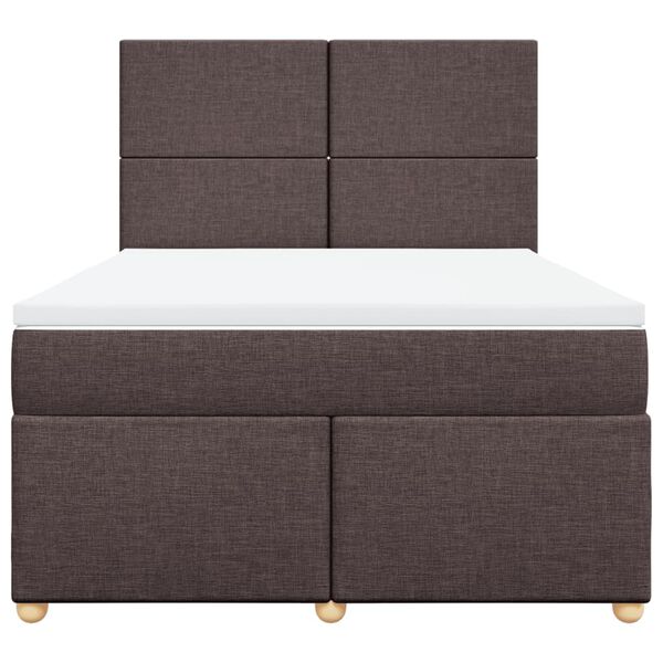 vidaXL Cama box spring con colch&oacute;n tela marr&oacute;n oscuro 140x200 cm