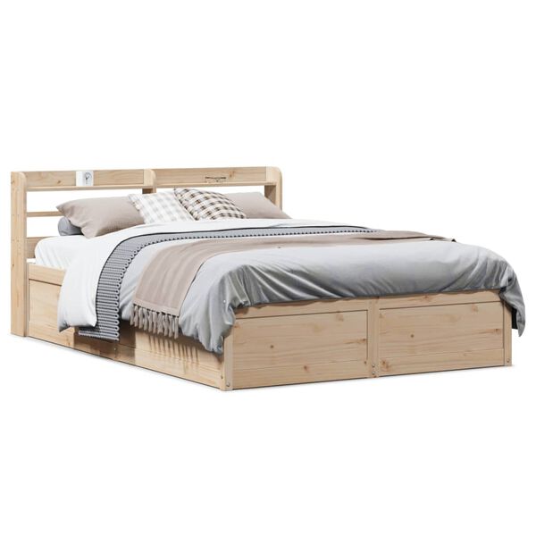 vidaXL Estructura de cama con cabecero madera de pino blanco 150x200cm