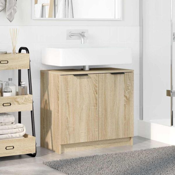 vidaXL Gabinete de Ba&ntilde;o con puerta Roble Sonoma 64,5 x 33,5 x 59 cm
