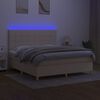 vidaXL Cama box spring colch&oacute;n y luces LED tela crema 180x200 cm