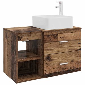 vidaXL Juego de muebles de ba&ntilde;o 2 uds. Madera envejecida