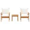 vidaXL Conjunto de sofá de jardín 3 pcs Marrón Madera maciza de Acacia