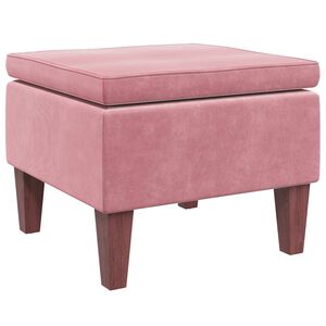vidaXL Taburete con patas de madera terciopelo rosa