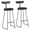 vidaXL Taburetes de barra 2 uds negro 49x43x103 cm madera maciza mango