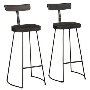 vidaXL Taburetes de barra 2 uds negro 49x43x103 cm madera maciza mango