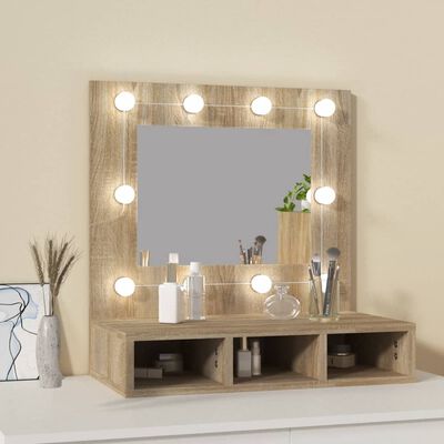 vidaXL Mueble con espejo y luces LED roble Sonoma 60x31,5x62 cm