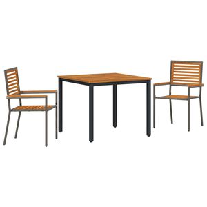 vidaXL Conjunto de Comedor de Jard&iacute;n 3 pcs Gris 90 x 90 x 75 cm