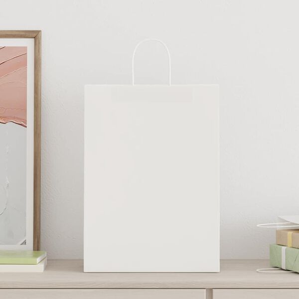vidaXL Bolsas de papel con asas 250 uds blanca 32x17x44 cm