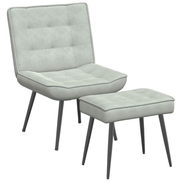 vidaXL Sillón de relax con reposapiés terciopelo gris claro