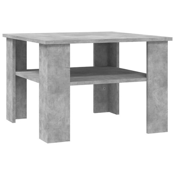 vidaXL Mesa de centro madera contrachapada gris hormigón 60x60x42 cm