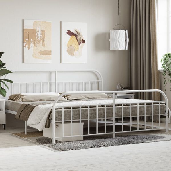 vidaXL Estructura cama sin colch&oacute;n con estribo metal blanco 200x200 cm