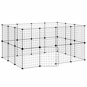 vidaXL Jaula para mascotas de 28 paneles puerta acero negro 140x105x70 cm
