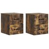vidaXL Mesita de Noche de Pared 2 uds. Roble Ahumado 34,5 x 33 x 40 cm