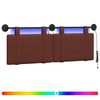 vidaXL Cabecero colgante Con luz LED Marr&oacute;n Brillante PU antiguo