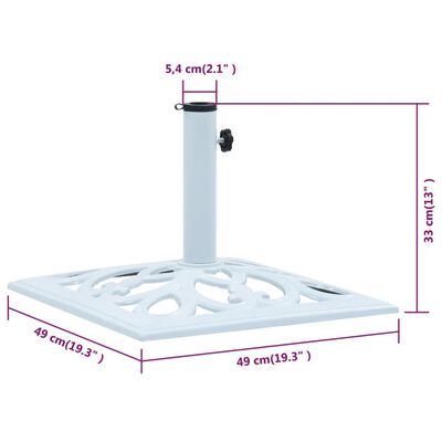 vidaXL Base de sombrilla de hierro fundido blanco 12 kg 49 cm