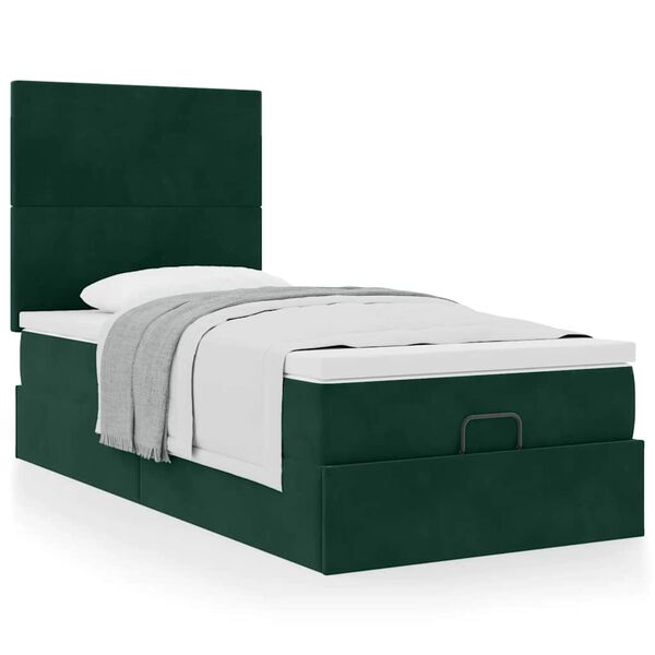 vidaXL Estructura cama otomana colchones terciopelo verde oscuro