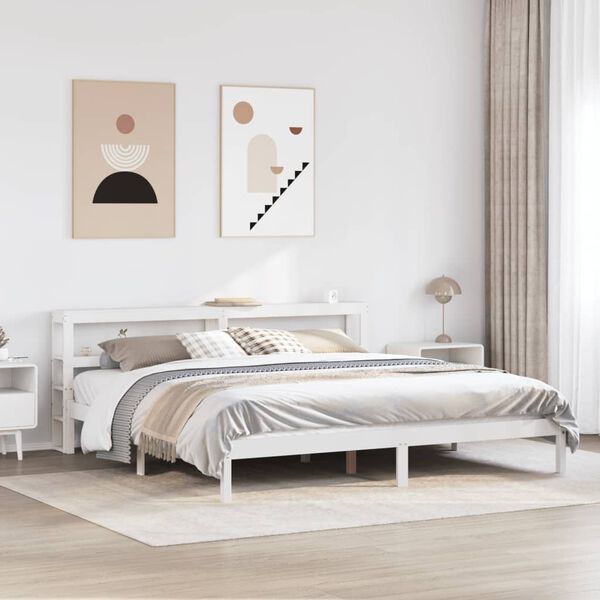 vidaXL Cama sin colch&oacute;n madera maciza de pino blanca 180x200 cm