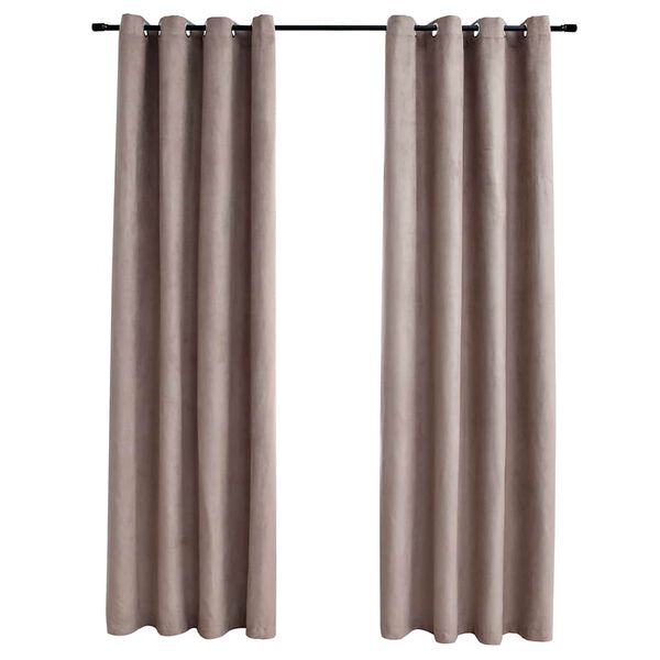 vidaXL Cortinas opacas con anillas de metal 2 piezas gris topo 140x225 cm