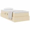 vidaXL Cama con almacenamiento y colch&oacute;n Crema 100 x 200 cm Poli&eacute;ster