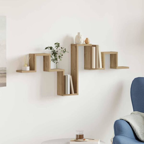 vidaXL Estante de pared con estante Roble artisan 104.5 x 10 x 43 cm