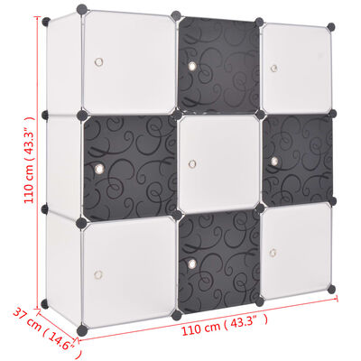 vidaXL Armario cubo organizador con 9 compartimentos negro y blanco