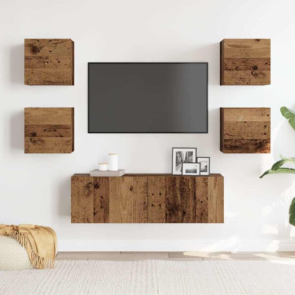 vidaXL Conjunto de mueble de TV 5 piezas montado la pared madera vieja