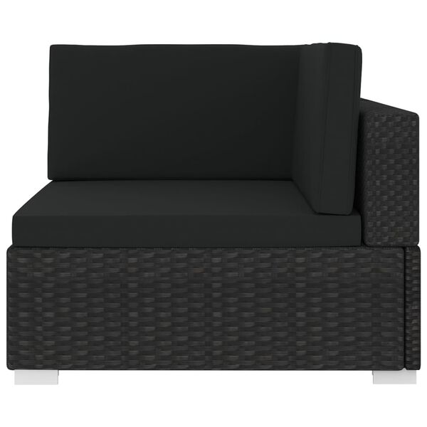vidaXL Asiento seccional de esquina con cojines 1 ud ratán PE negro