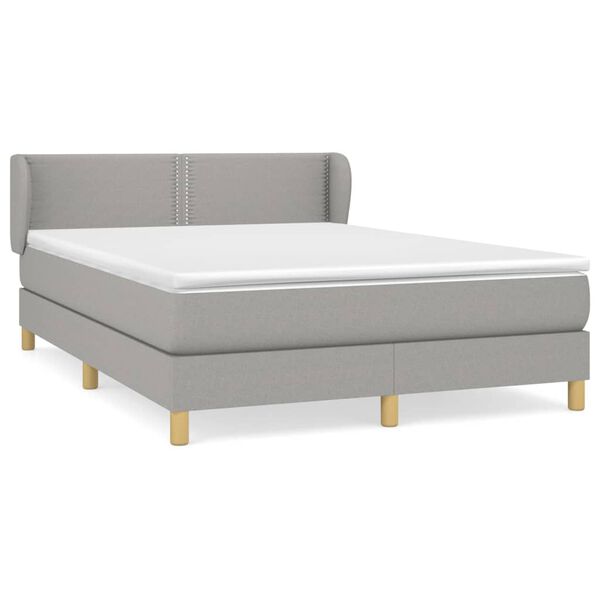 vidaXL Cama box spring con colch&oacute;n tela gris claro 140x190 cm