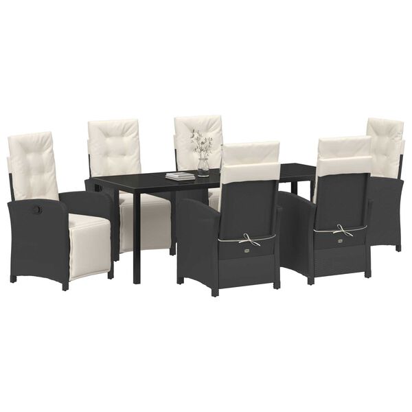 vidaXL Conjunto de Comedor de Jard&iacute;n 7 pcs Negro rat&aacute;n sint&eacute;tico