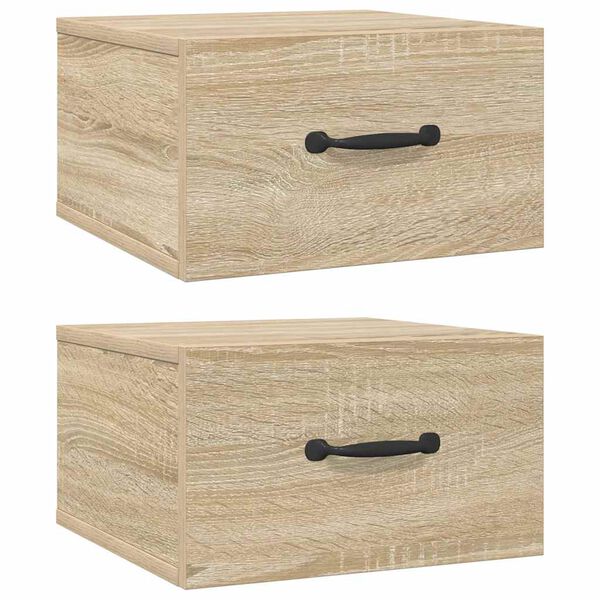 vidaXL Mesitas de noche de pared 2 uds color roble Sonoma 35x35x20 cm