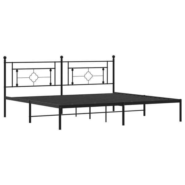 vidaXL Estructura cama sin colch&oacute;n con cabecero metal negro 200x200 cm