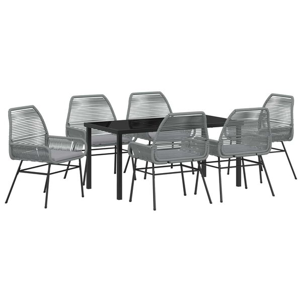 vidaXL Conjunto de Comedor de Jard&iacute;n 7 pcs Gris rat&aacute;n sint&eacute;tico