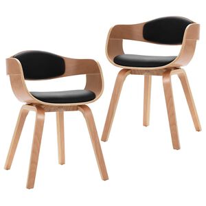 vidaXL Sillas de comedor 2 unidades madera curvada y cuero sint&eacute;tico