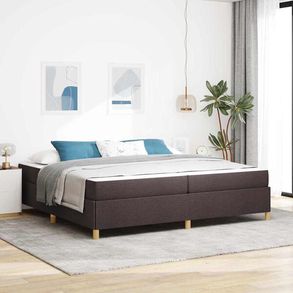 vidaXL Estructura de cama con colch&oacute;n Marr&oacute;n Oscuro 200 x 200 cm tela