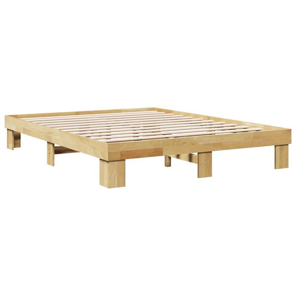 vidaXL Estructura de cama sin colch&oacute;n 135x190 cm madera maciza de roble