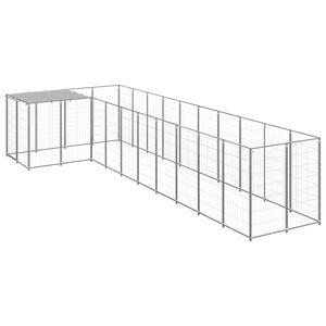 vidaXL Perrera plateada 7,26 m&sup2; acero