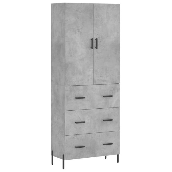 vidaXL Aparador alto madera contrachapada gris hormig&oacute;n 69,5x34x180 cm