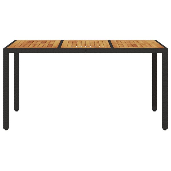vidaXL Mesa de jard&iacute;n superficie madera acacia rat&aacute;n negro 150x90x75cm