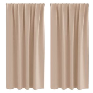 vidaXL Cortinas Opacas con Anillas 2 pcs Taup&eacute; 175 x 140 cm Poli&eacute;ster