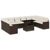 vidaXL Set de sof&aacute;s de jard&iacute;n 11 pzas cojines rat&aacute;n sint&eacute;tico marr&oacute;n