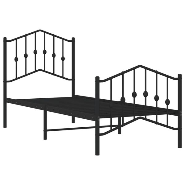 vidaXL Estructura cama sin colchón con estribo metal negro 75x190 cm