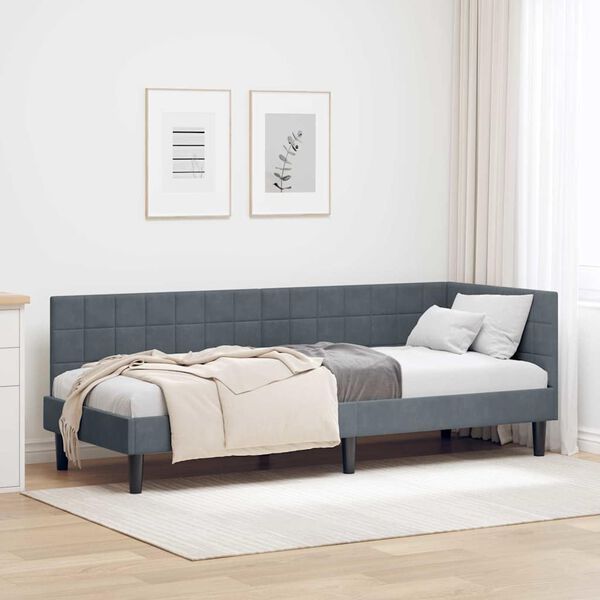 vidaXL Estructura de cama en esquina Gris oscuro 80 cm x 200 cm