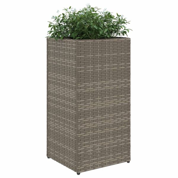 vidaXL Jardineras 2 unidades rat&aacute;n sint&eacute;tico gris 30x30x60 cm